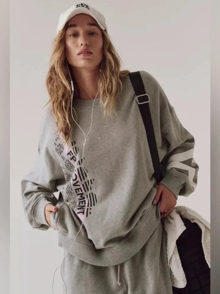 Free People Fp Movement Ash All Star Buti Logo Crew Neck Pullover Sweatshirt Xl